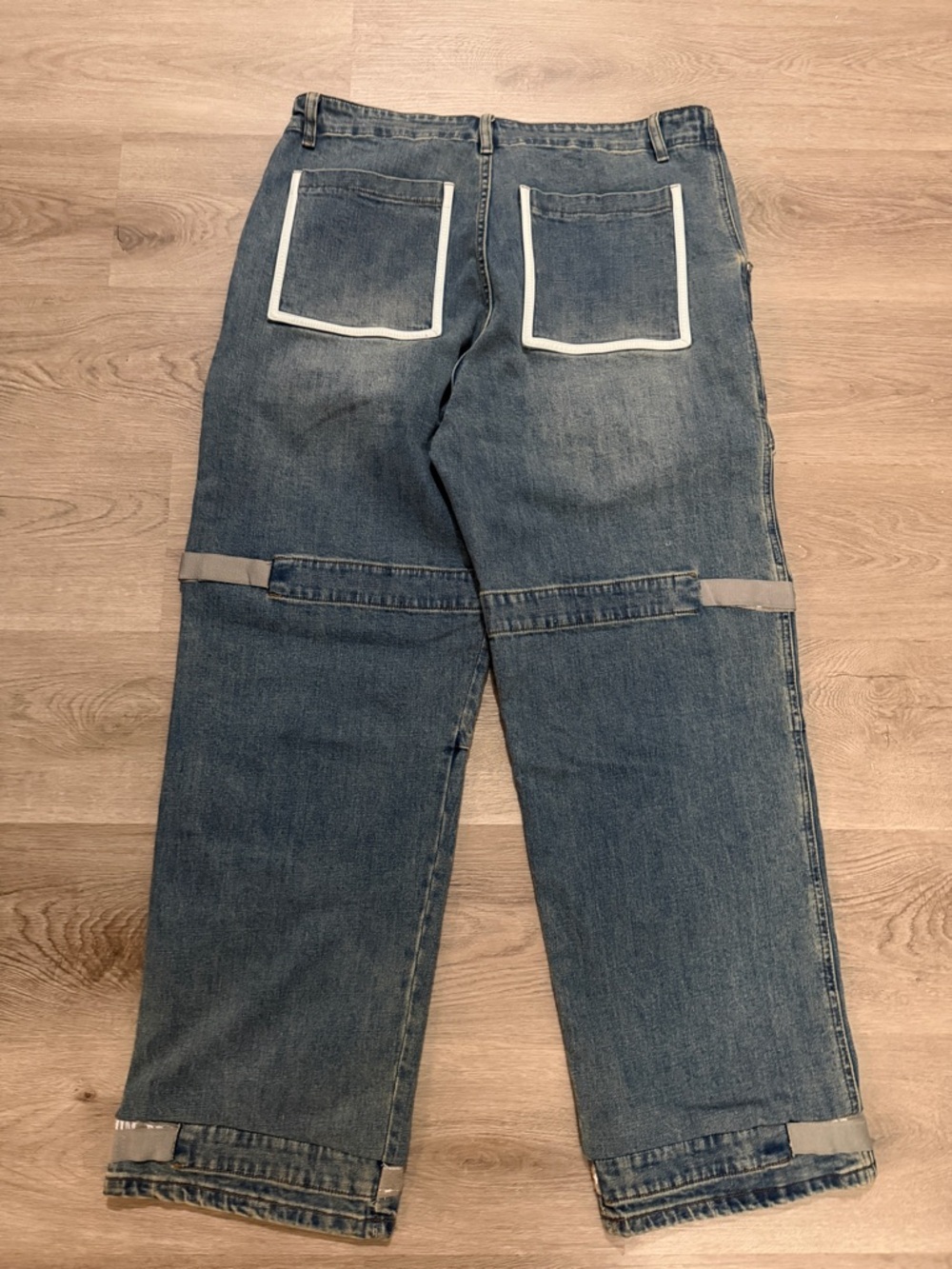 Women’s  Blue Denim Carpenter Jeans with Reflective Trim - Picture 5 of 12